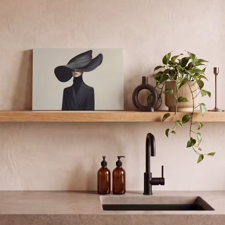 Zwart - Vrouw - Hoed canvas 2cm klein -sfeer6