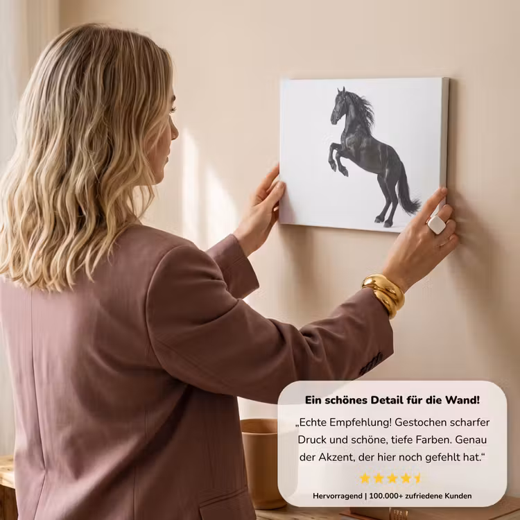 Zwart - Paard - Portret canvas 2cm klein -sfeer3