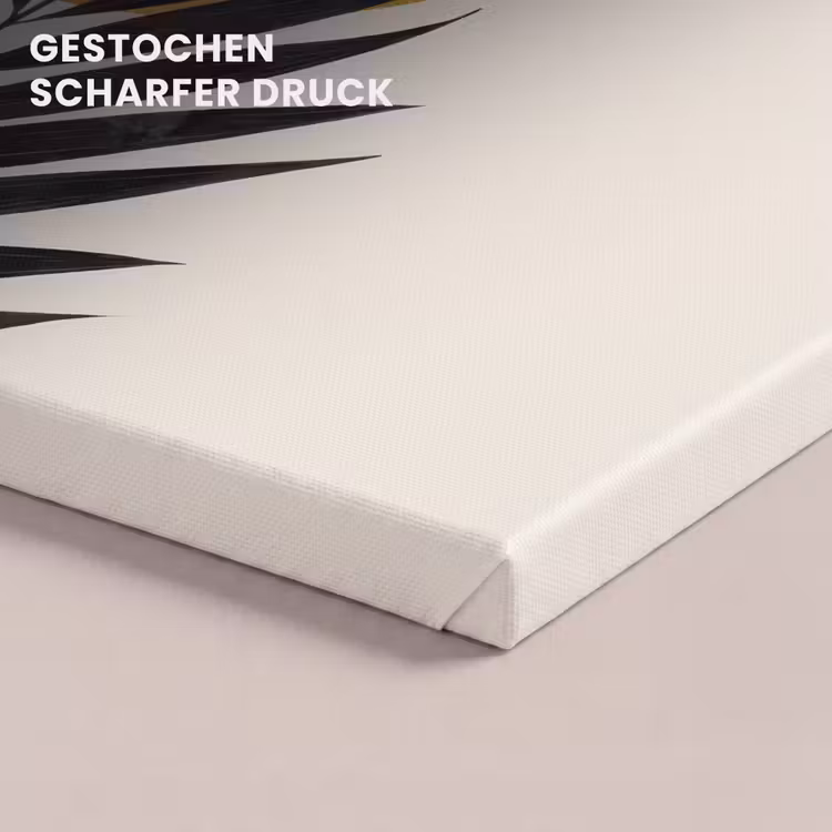 Zwart palmblad - Gouden cirkel - Beige achtergrond canvas 2cm klein -closeup_print_DE