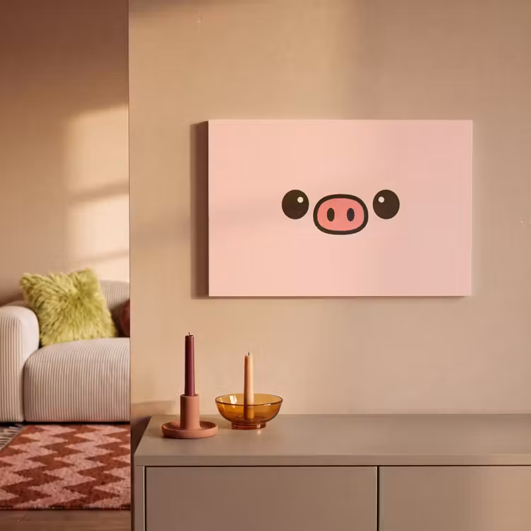 Varken - Roze - Minimalistisch canvas 2cm klein -sfeer1