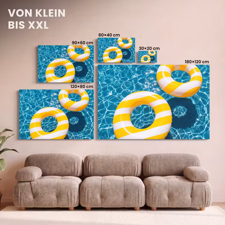 Zwembad - Zwembanden - Zomer - Geel - Blauw canvas 2cm klein -Xsfeer8_DE