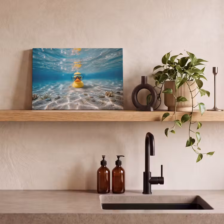 Duikbril - Eend - Water canvas 2cm klein -sfeer3