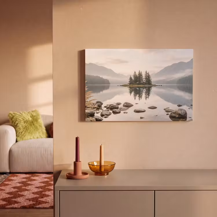 Meer - Bergen - Landschap - Groen canvas 2cm klein -sfeer1