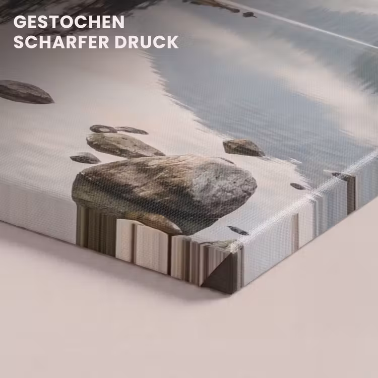 Meer - Bergen - Landschap - Groen canvas 2cm klein -closeup_print_DE