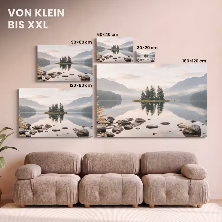 Meer - Bergen - Landschap - Groen canvas 2cm klein -Xsfeer8_DE