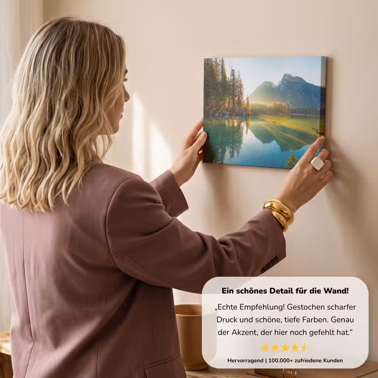 Meer - Bos - Bergen - Natuur - Zon - Landschap canvas 2cm klein -Xsfeer7_DE