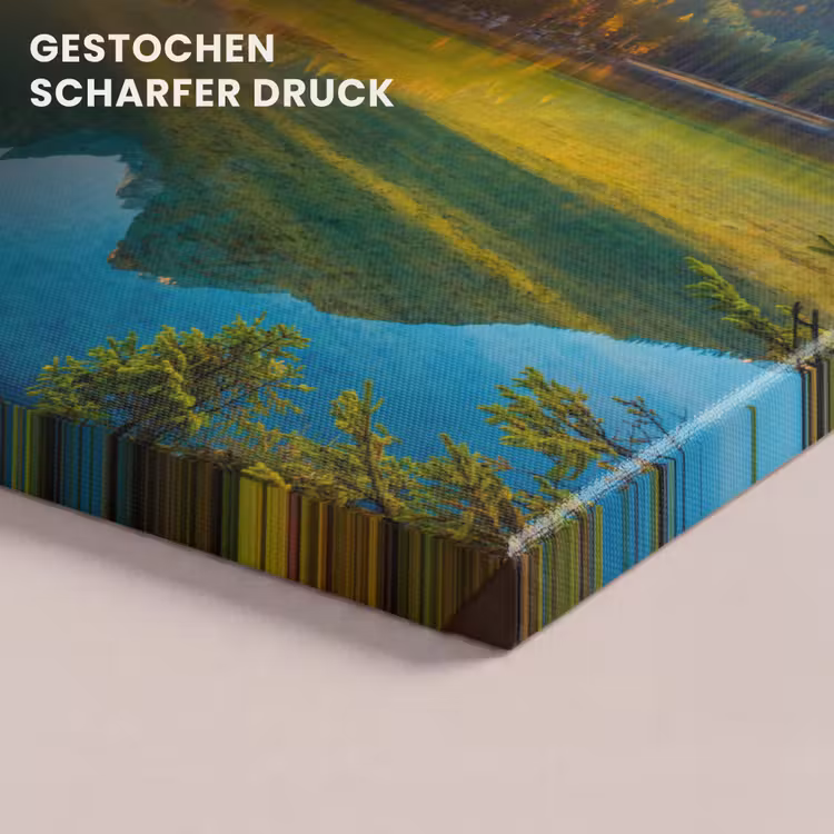 Meer - Bos - Bergen - Natuur - Zon - Landschap canvas 2cm klein -closeup_print_DE