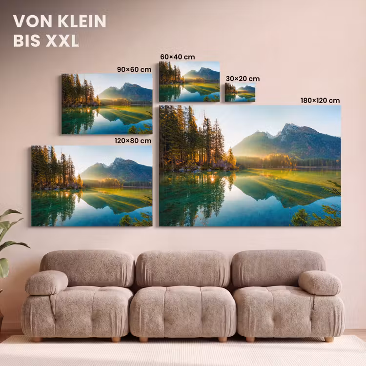Meer - Bos - Bergen - Natuur - Zon - Landschap canvas 2cm klein -Xsfeer8_DE