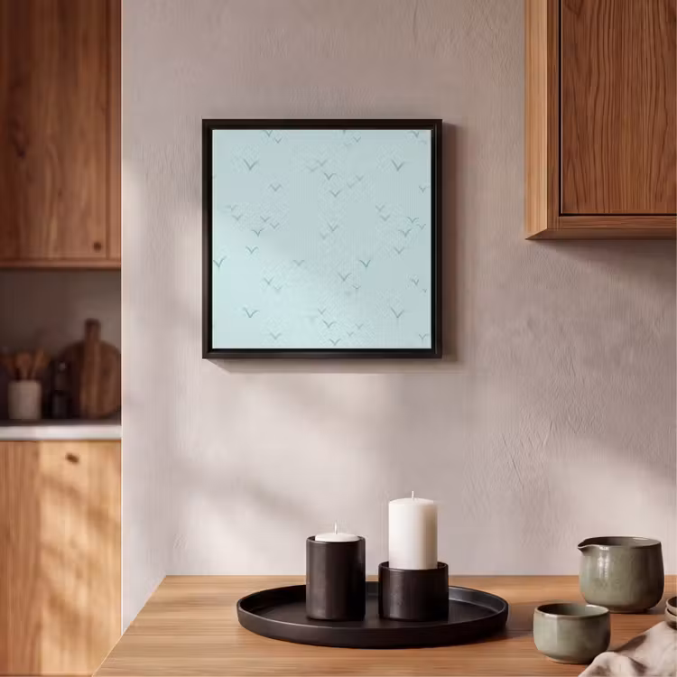 Meeuwen - Mint - Patroon Canvas met baklijst klein 1124 -atmosphere_sfeer2_global