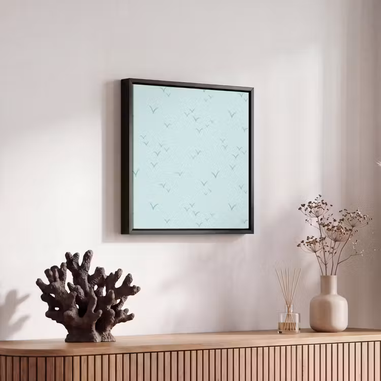 Meeuwen - Mint - Patroon Canvas met baklijst klein 1124 -atmosphere_sfeer4_global