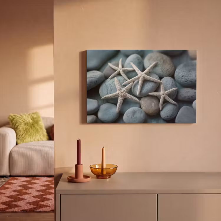 Zeesterren - Stenen - Wit canvas 2cm klein -sfeer1