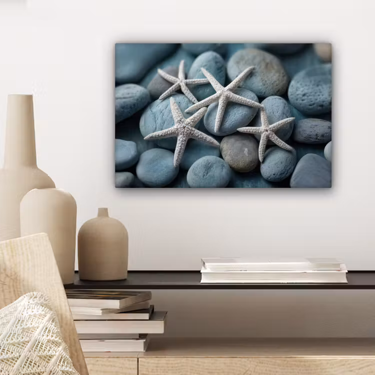 Zeesterren - Stenen - Wit canvas 2cm klein -closeup_print_DE