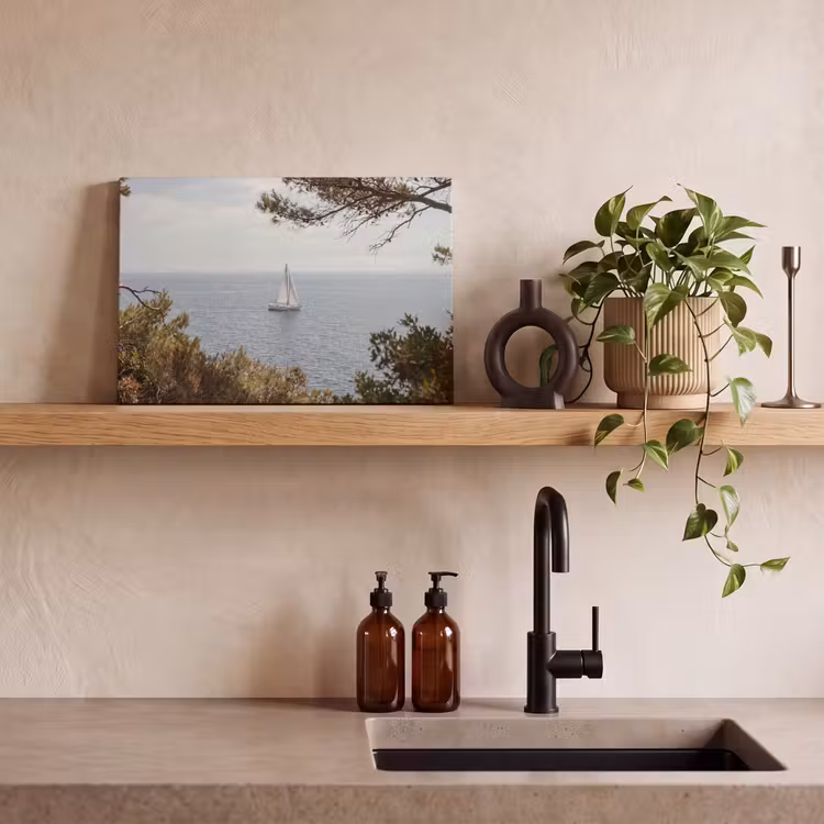 Leinwandbild - Segelboot – Bäume – Wasser - Zeilboot - bomen - water canvas 2cm klein