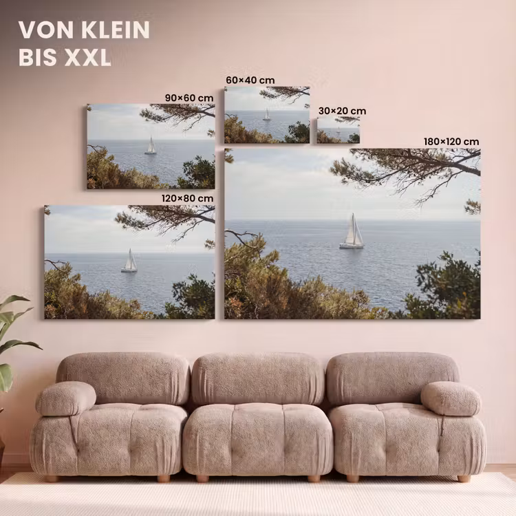 Leinwandbild - Segelboot – Bäume – Wasser - Zeilboot - bomen - water canvas 2cm klein