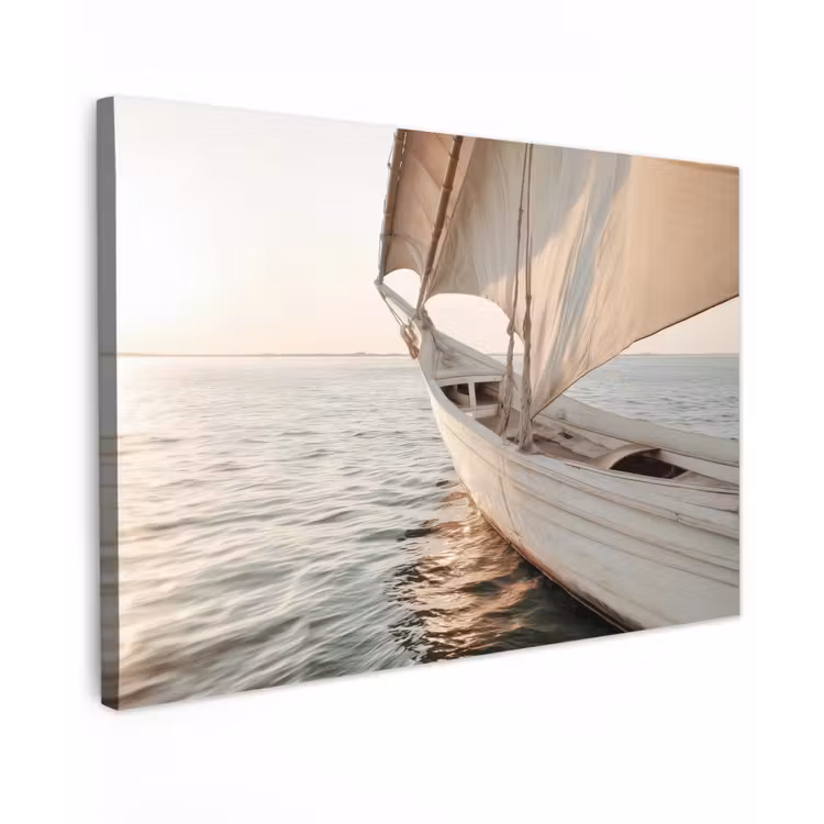 Zeilboot - Zee - Beige - Zon canvas 2cm klein -z3d