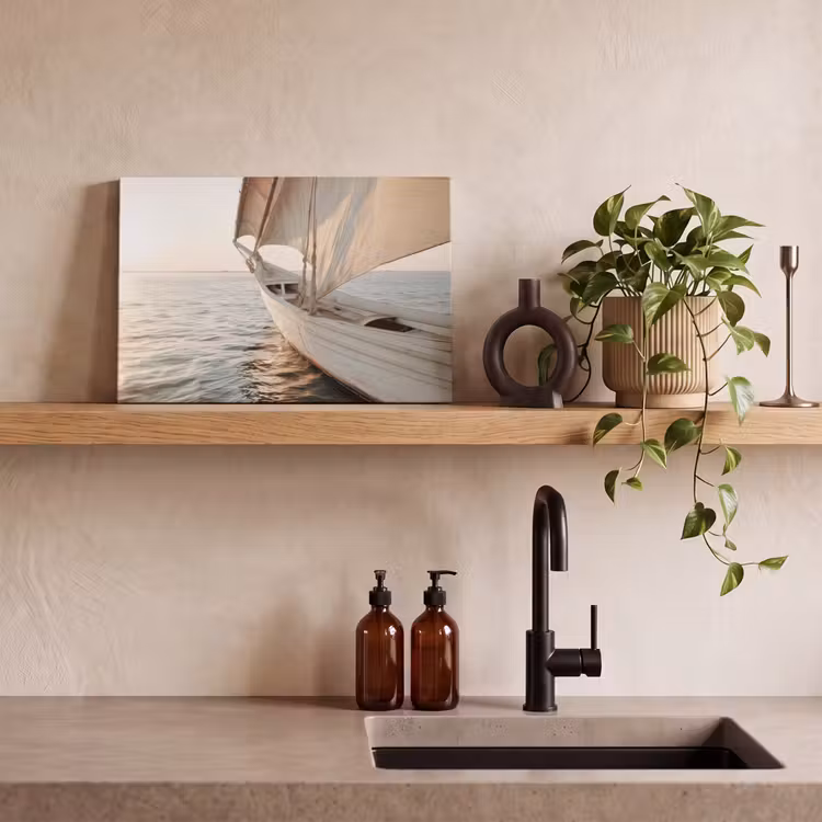 Zeilboot - Zee - Beige - Zon canvas 2cm klein -sfeer3