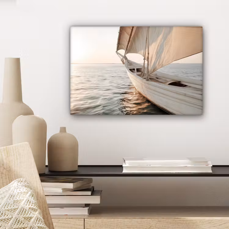 Zeilboot - Zee - Beige - Zon canvas 2cm klein -sfeer6