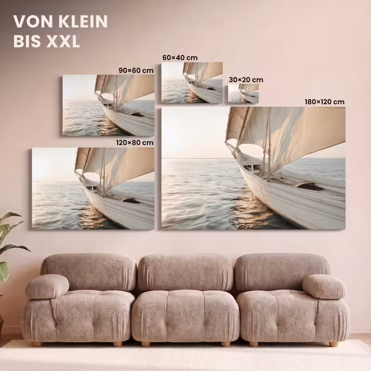 Zeilboot - Zee - Beige - Zon canvas 2cm klein -Xsfeer8_DE