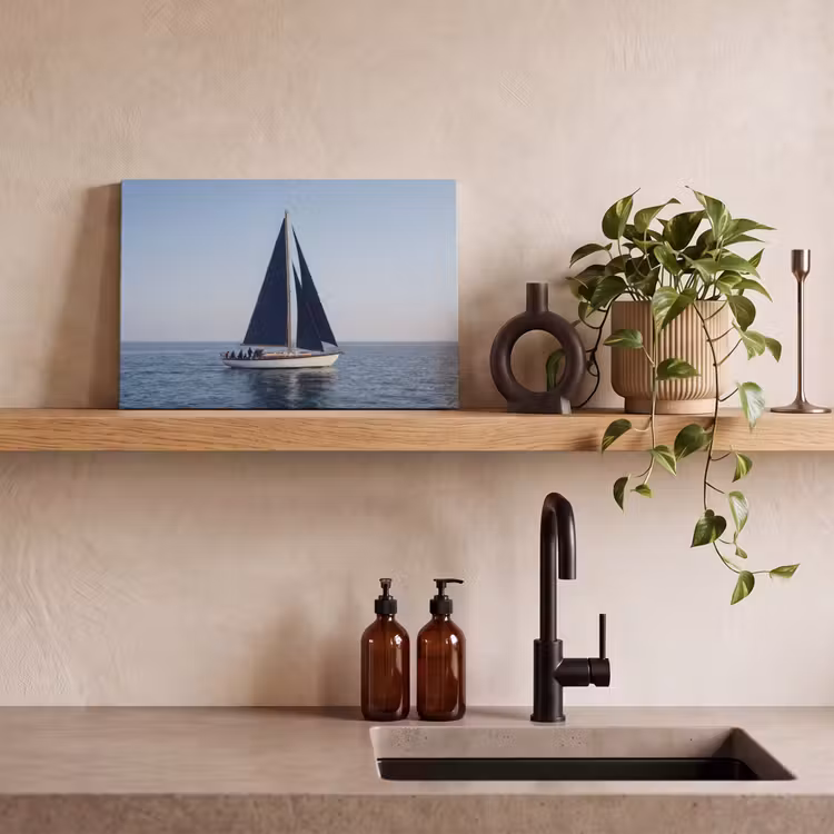 Zeilboot - Zee - Blauw canvas 2cm klein -sfeer3