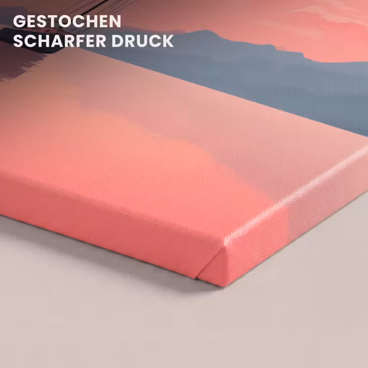 Zeilboot - Roze zee - Zonsondergang - Bergen canvas 2cm klein -closeup_print_DE