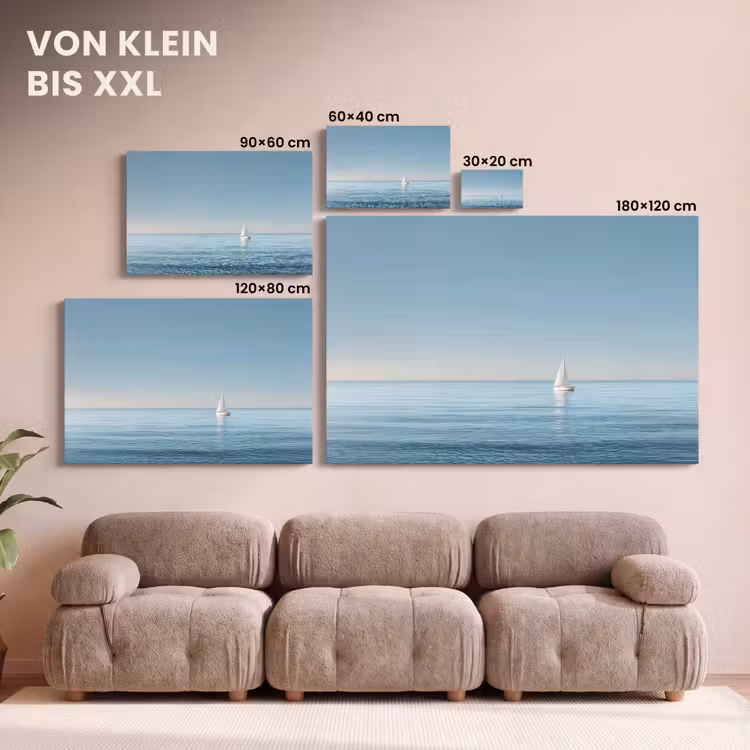 Zeilbootje - Kalme zee - Helderblauwe hemel canvas 2cm klein -Xsfeer8_DE