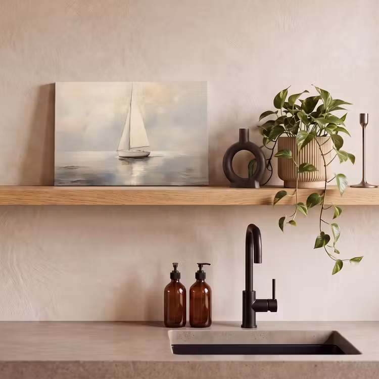 Zeilschip - Zee - Bewolkt canvas 2cm klein -sfeer3