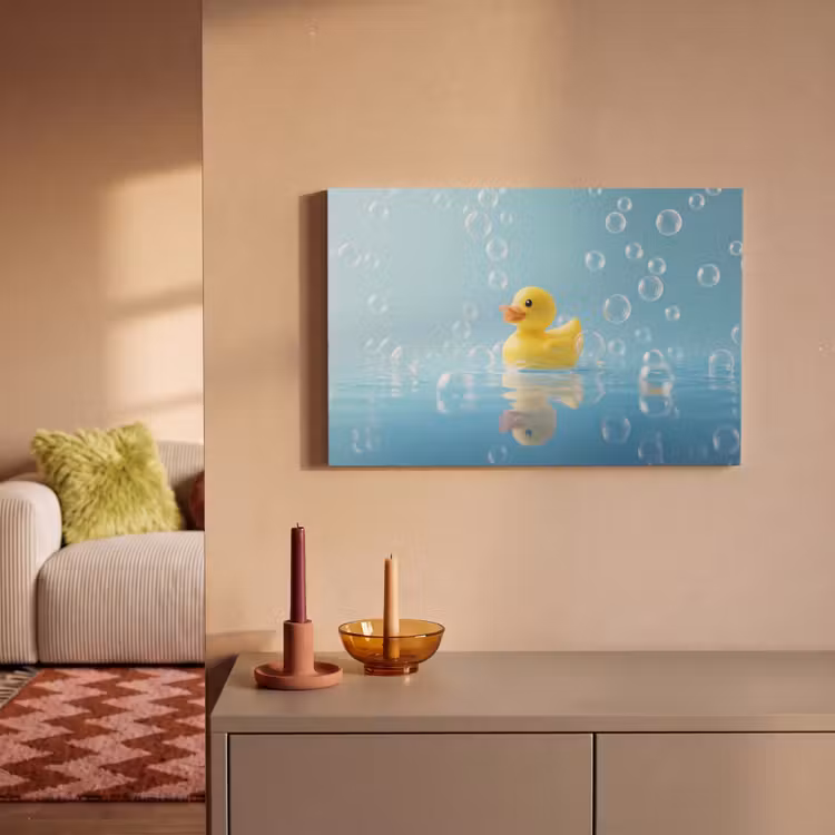 Bubbels - Badeend - Geel canvas 2cm klein -sfeer1