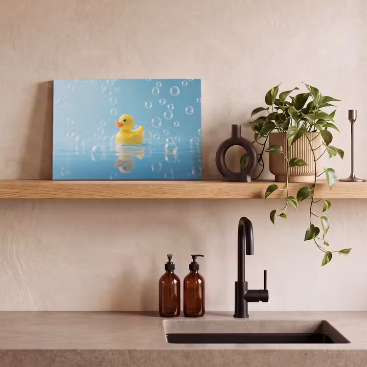 Bubbels - Badeend - Geel canvas 2cm klein -sfeer3