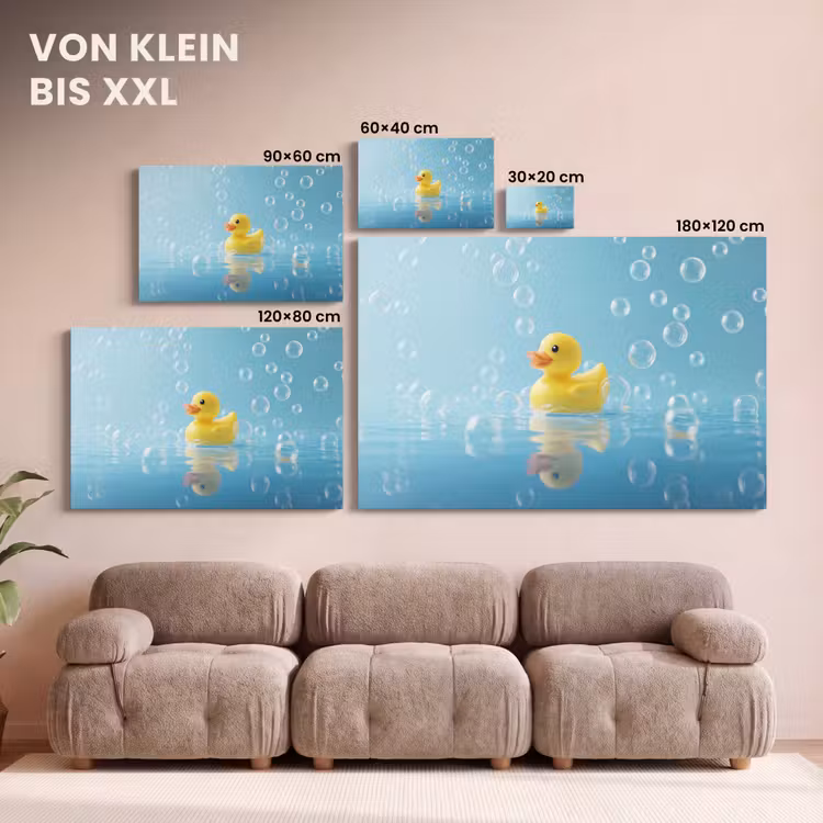 Bubbels - Badeend - Geel canvas 2cm klein -Xsfeer8_DE