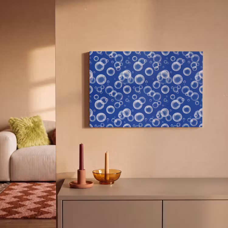 Bubbels - Patroon - Blauw canvas 2cm klein -sfeer1
