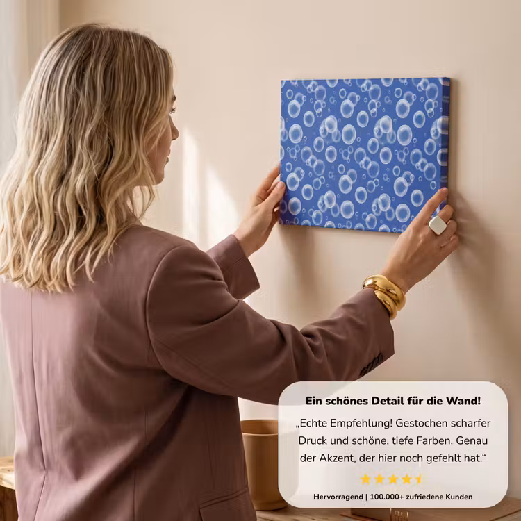 Bubbels - Patroon - Blauw canvas 2cm klein -Xsfeer7_DE