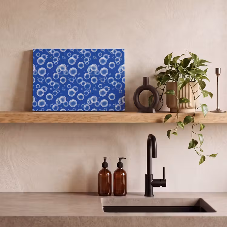 Bubbels - Patroon - Blauw canvas 2cm klein -sfeer3