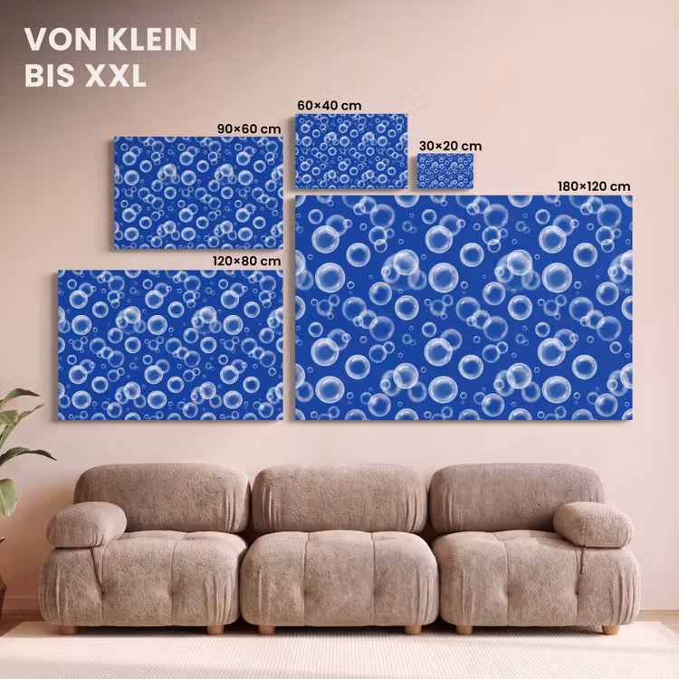 Bubbels - Patroon - Blauw canvas 2cm klein -Xsfeer8_DE