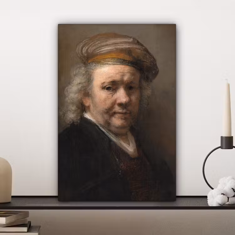 Zelfportret - Schilderij van Rembrandt van Rijn canvas 2cm klein -atmosphere_sfeer3_global
