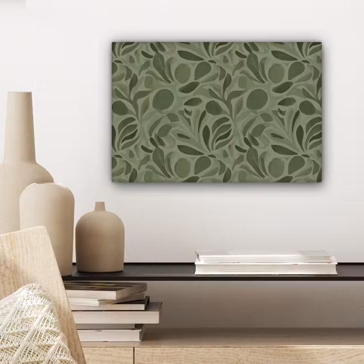 Sereen - Bladeren - Groen canvas 2cm klein 34 -closeup_print_DE