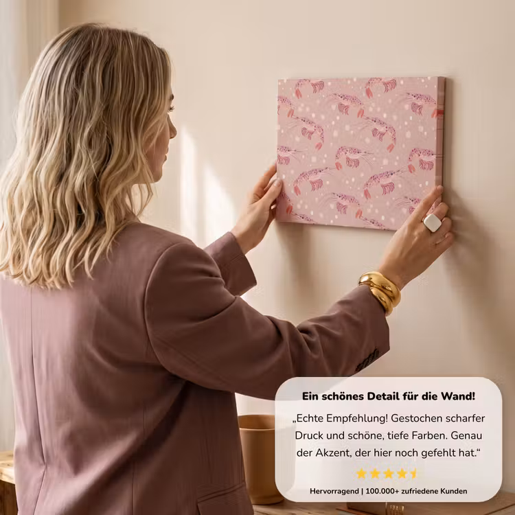 Garnalen - Stippen - Roze canvas 2cm klein 34 -sfeer3