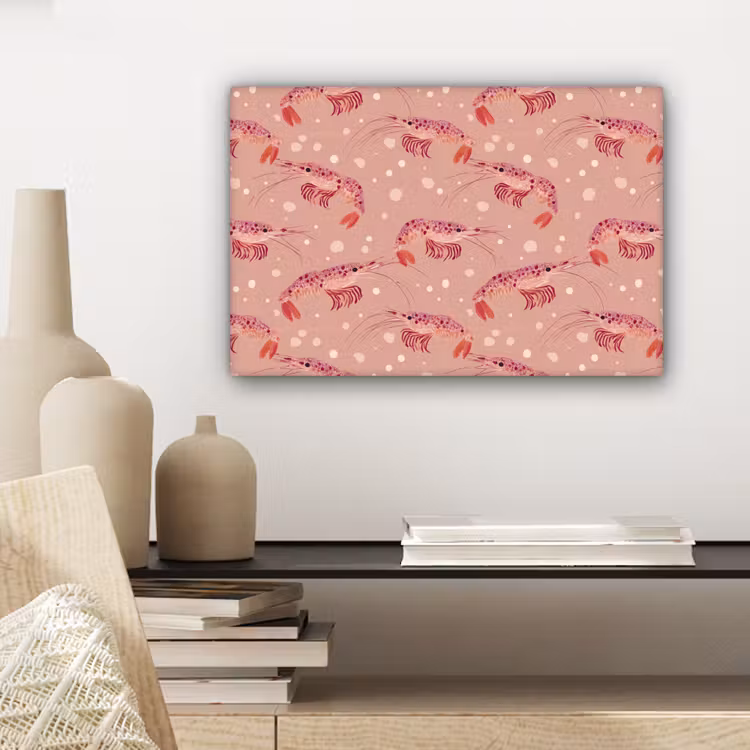 Garnalen - Stippen - Roze canvas 2cm klein 34 -closeup_print_DE
