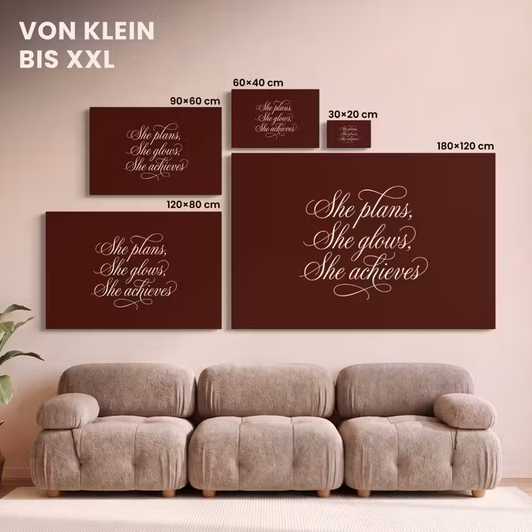 She plans she glows she achieves - Rood - Cursief canvas 2cm klein -Xsfeer8_DE