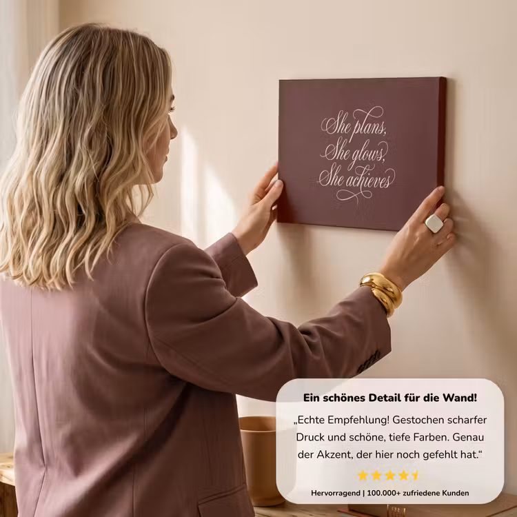 She plans she glows she achieves - Rood - Cursief canvas 2cm klein -Xsfeer7_DE