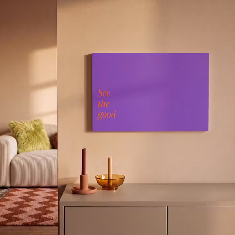 See the good - Oranje - Paars canvas 2cm klein -sfeer1
