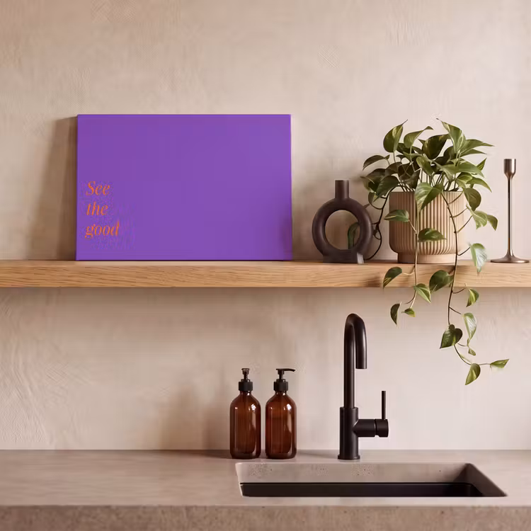 See the good - Oranje - Paars canvas 2cm klein -uniquesellingpoint_afwerking-onlywow_DE
