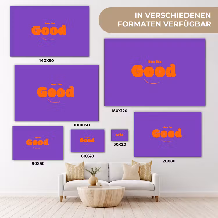See the good - Oranje - Paars - Smiley canvas 2cm klein -Xsfeer8_DE