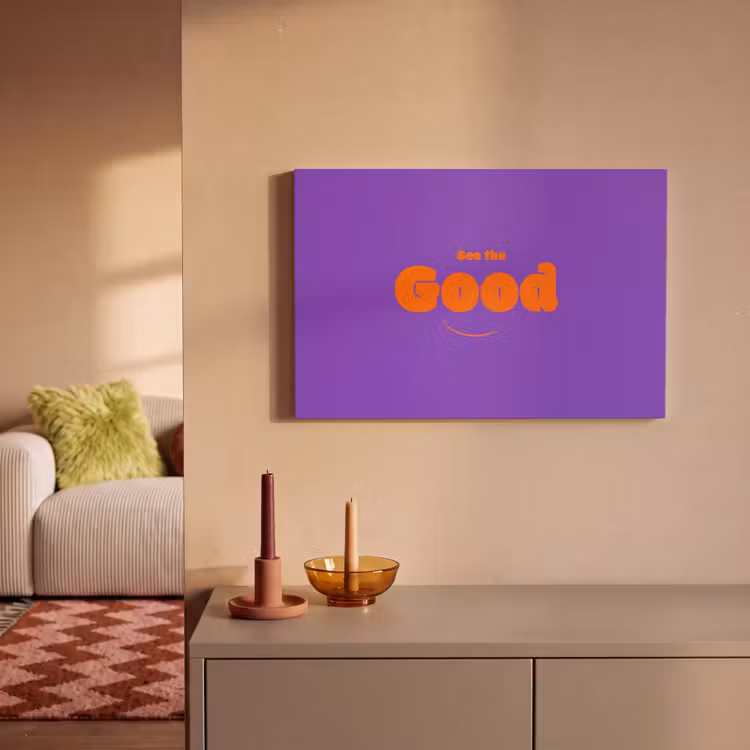 See the good - Oranje - Paars - Smiley canvas 2cm klein -sfeer1