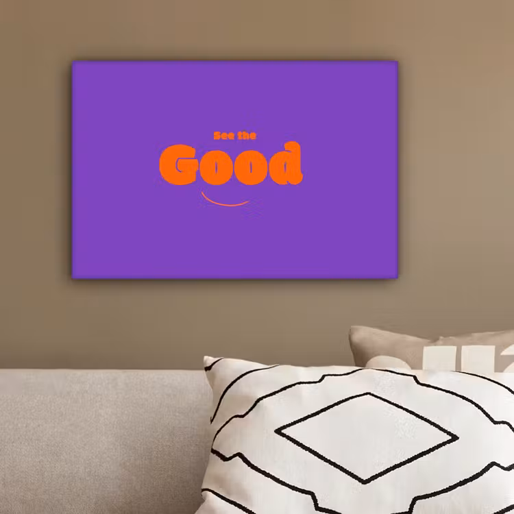 See the good - Oranje - Paars - Smiley canvas 2cm klein -sfeer3
