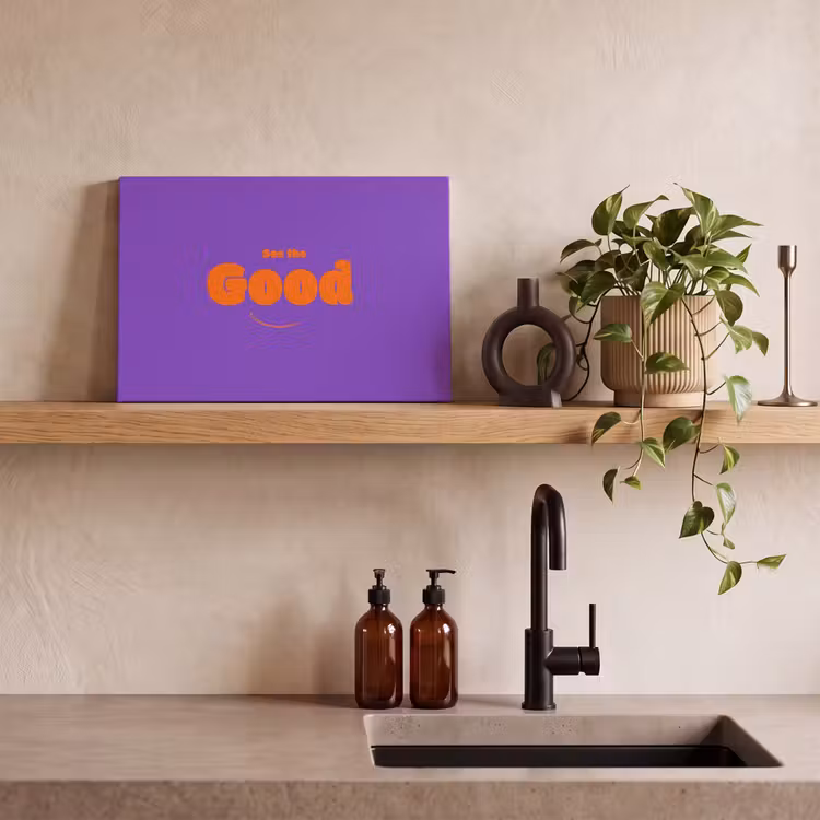 See the good - Oranje - Paars - Smiley canvas 2cm klein -sfeer3
