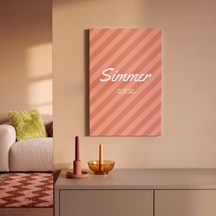 Simmer - Hartjes - Strepen - Roze canvas 2cm klein -sfeer1