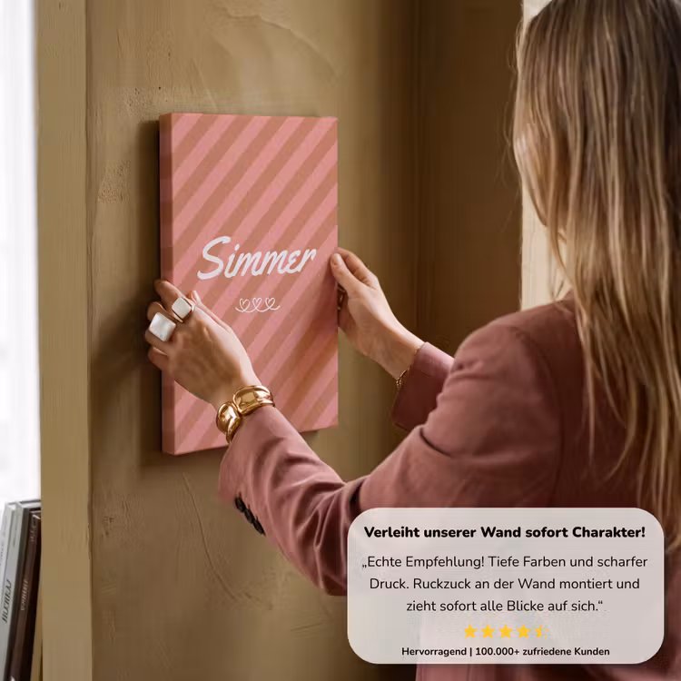 Simmer - Hartjes - Strepen - Roze canvas 2cm klein -sfeer3