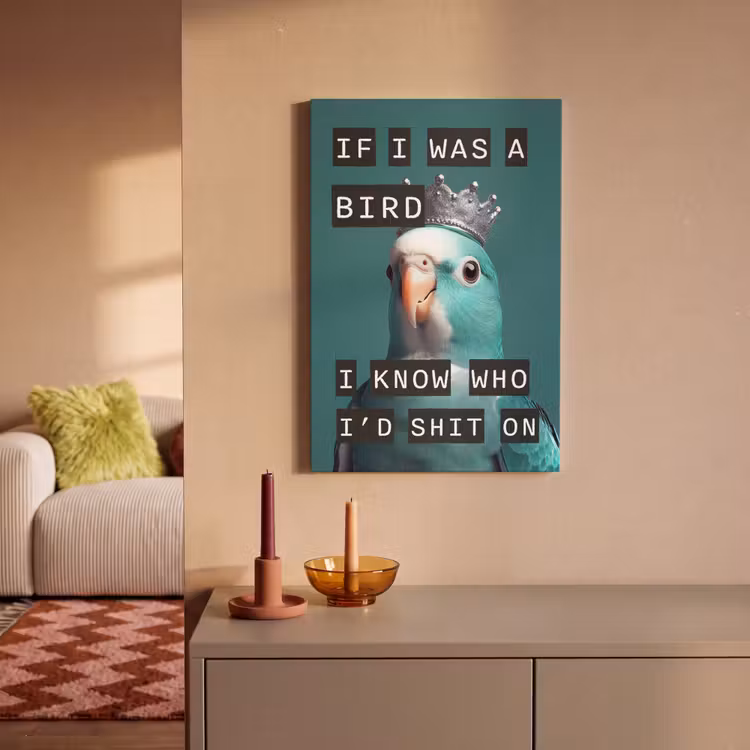 Parkiet - Turquoise - Quotes - Decoratie canvas 2cm klein -sfeer1