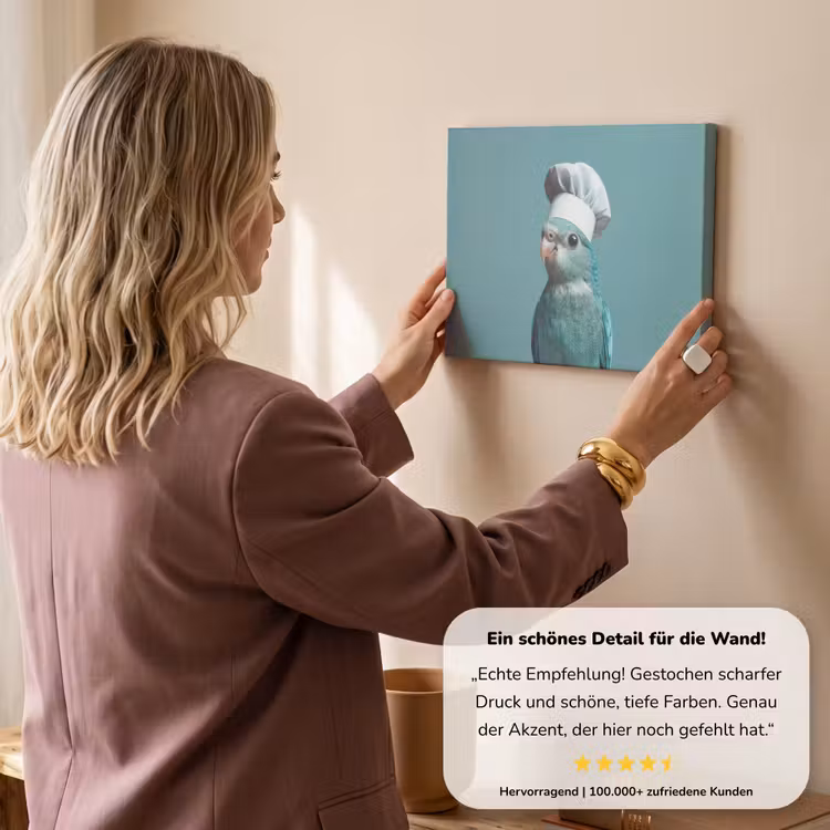 Parkiet - Vogel - Koksmuts - Cute canvas 2cm klein -sfeer3
