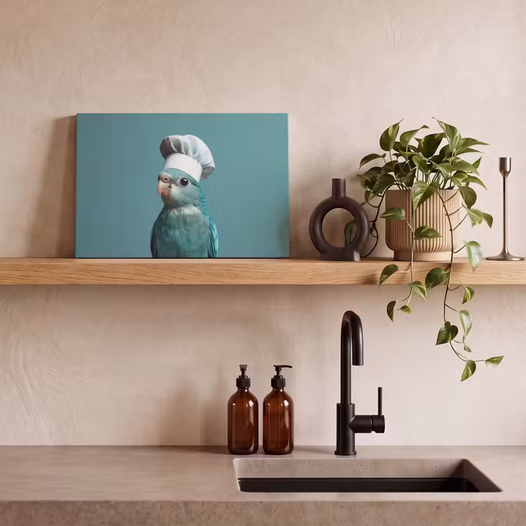 Parkiet - Vogel - Koksmuts - Cute canvas 2cm klein -closeup_print_DE